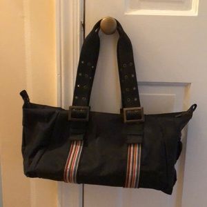 Black with rainbow stripes tote bag